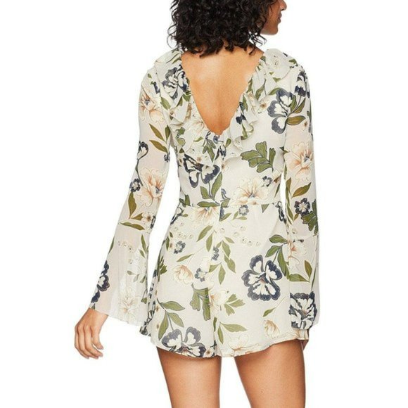 NWT BB Dakota Chiffon Printed Long Sleeve Romper. Antique floral printed chiffon - Picture 7 of 8